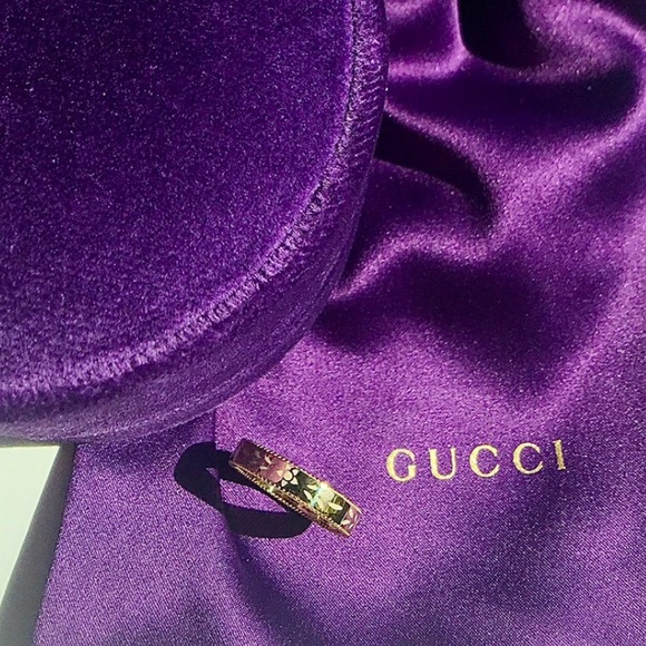 NWT GUCCI 18K Yellow Gold and White Enamel Icon Blooms Ring size 8 - Picture 6 of 13